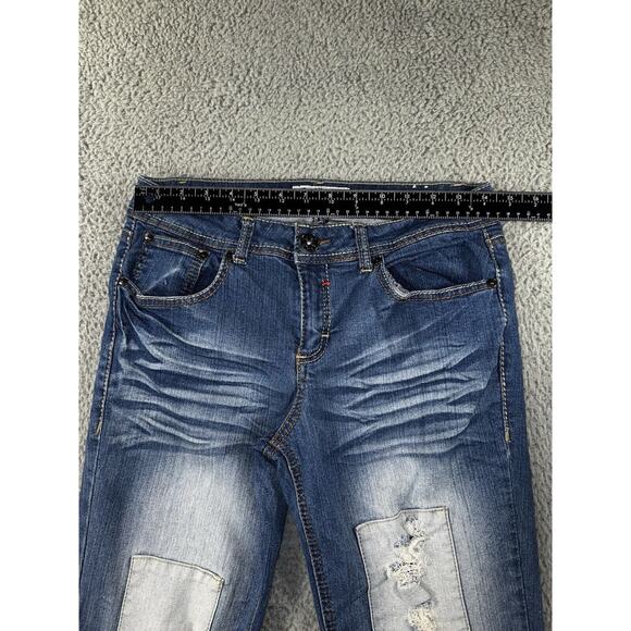 What About Me Jeans Juniors‎ 9/10 Mid Rise Patchwork Denim Pants - Picture 3 of 7